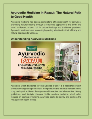 Ayurvedic Medicine in Raxaul The Natural Path to Good Health