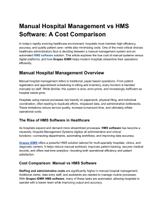 manual hospital management vs hms software a cost