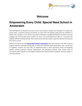 Empowering Every Child: Special Need School in ASpecial Need School in Amsterdam