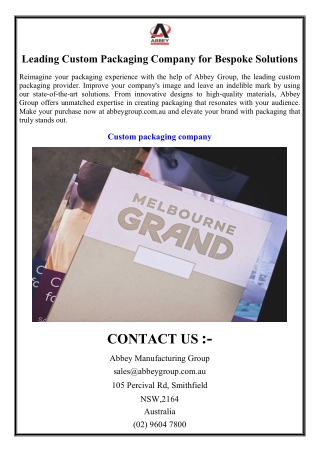 Leading Custom Packaging Company for Bespoke Solutions