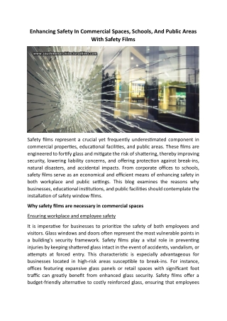 Enhancing Safety In Commercial Spaces, Schools, And Public Areas With Safety Films