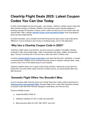 Cleartrip Flight Deals 2025 Latest Coupon Codes You Can Use Today