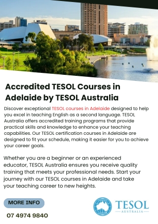 Accredited TESOL Courses in Adelaide by TESOL Australia