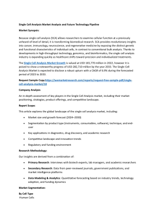 single cell analysis market analysis and future