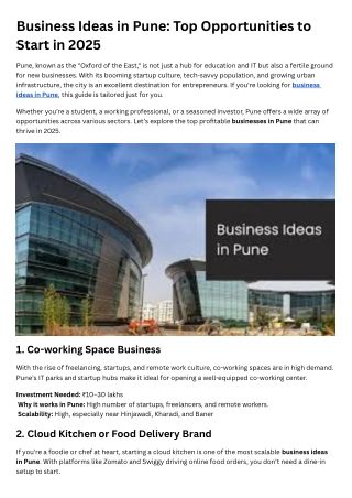 business ideas in pune top opportunities to start
