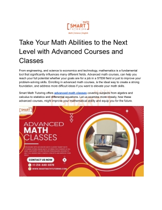 Take Your Math Abilities to the Next Level with Advanced Courses and Classes