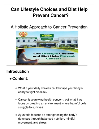 Can Lifestyle and Diet Help Prevent Cancer