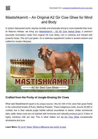 Mastishkamrit – An Original A2 Gir Cow Ghee for Mind and Body