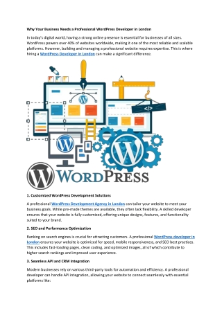 Why Your Business Needs a Professional WordPress Developer in London