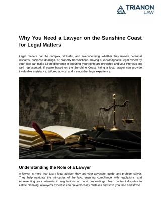 Why You Need a Lawyer on the Sunshine Coast for Legal Matters