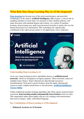 what role does deep learning play