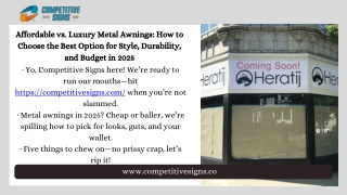 Affordable vs. Luxury Metal Awnings How to Choose the Best Option for Style, Durability, and Budget in 2025