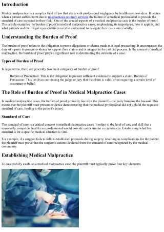 Examining the Burden of Proof in Medical Malpractice Cases