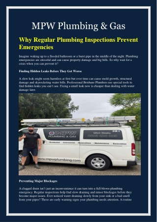 Why Regular Plumbing Inspections Prevent Emergencies