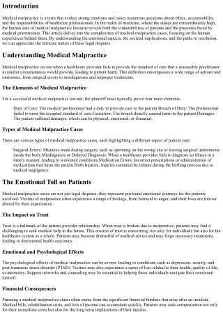 The Human Side of Medical Malpractice Lawsuits