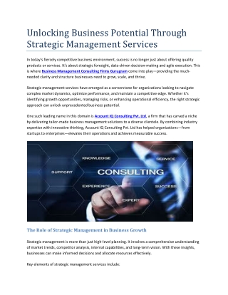 Unlocking Business Potential Through Strategic Management Services