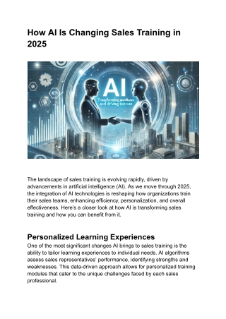 How AI Is Changing Sales Training in 2025