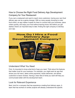 How to Choose the Right Food Delivery App Development Company for Your Restaurant