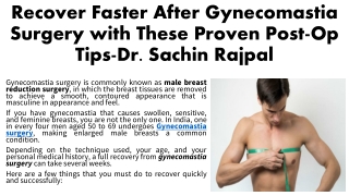 recover faster after gynecomastia surgery with these proven post op tips dr sachin rajpal