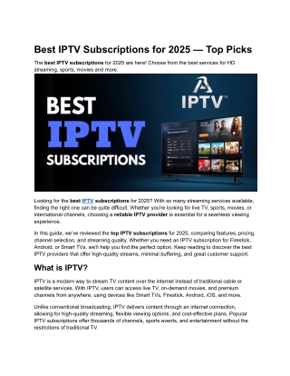 Best IPTV Subscriptions for 2025 — Top Picks