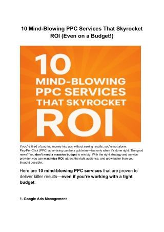 10 Mind-Blowing PPC Services That Skyrocket ROI (Even on a Budget