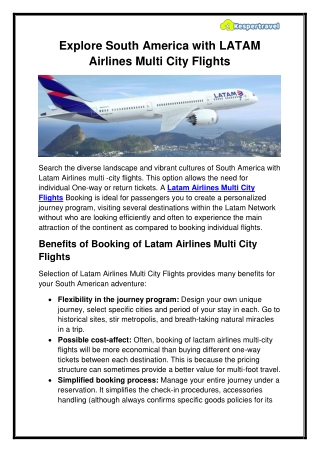 Explore South America with LATAM Airlines Multi City Flights
