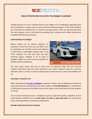 How to Find the Best Car Lot for Your Budget in Lakeland