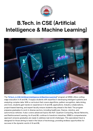 b tech in cse artificial intelligence machine