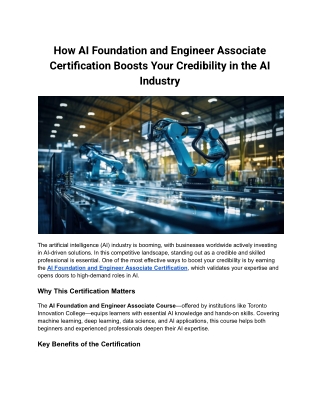 How AI Foundation and Engineer Associate Certification Boosts Your Credibility in the AI Industry