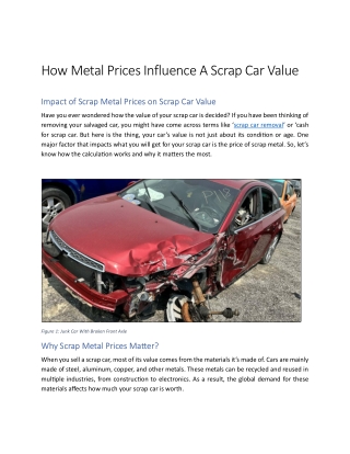 how metal prices influence a scrap car value