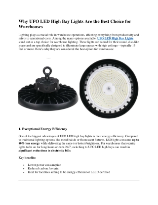 Why UFO LED High Bay Lights Are the Best Choice for Warehouses