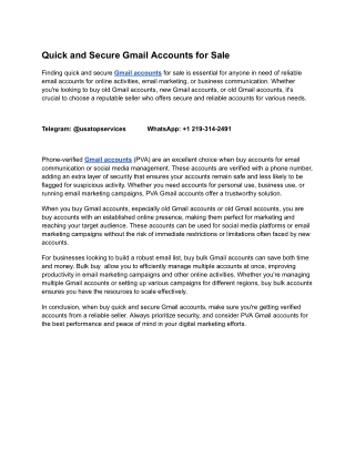quick and secure gmail accounts for sale