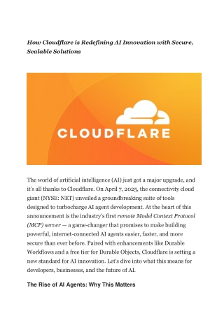 Cloudflare’s Game-Changing Move The First Remote MCP Server for AI Agent Development