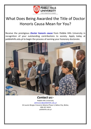 What Does Being Awarded the Title of Doctor Honoris Causa Mean for You?What Does