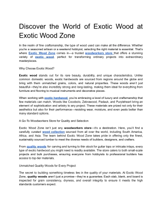 Discover the World of Exotic Wood at Exotic Wood Zone