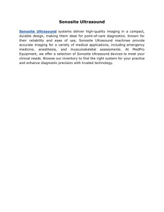 Sonosite Ultrasound