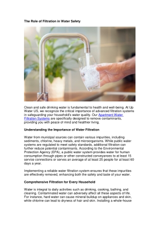 The Role of Filtration in Water Safety