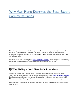 Why Your Piano Deserves the Best