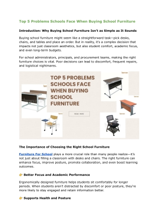 Top 5 Problems Schools Face When Buying School Furniture