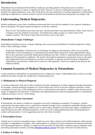 Addressing Medical Malpractice in Telemedicine