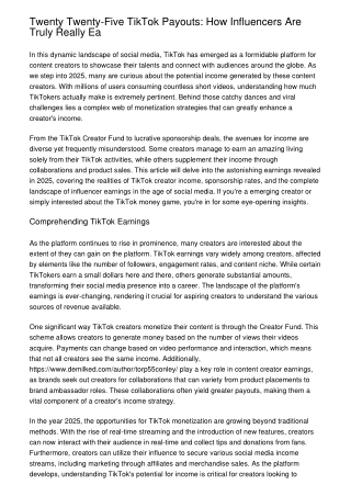 Twenty Twenty-Five TikTok Payouts: How Influencers Are Truly Really Ea