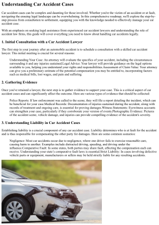 understanding car accident cases