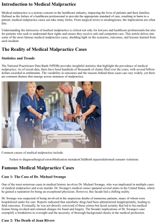 Inside Look: Famous Medical Malpractice Cases