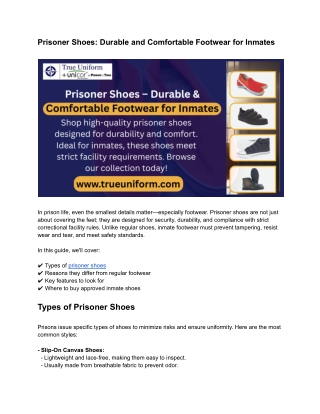 Prisoner Shoes ! Durable and Comfortable Footwear for Inmates