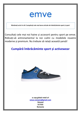 Rămâneți activ în stil Cumpărați cele mai bune articole de îmbrăcăminte sport și sport