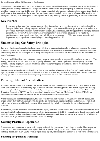 How to Build an Expertise in Gas Security