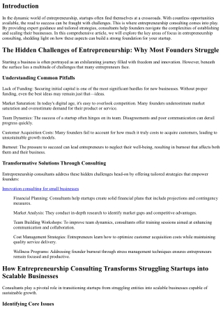 Key Areas of Focus in Entrepreneurship Consulting: Building a Strong Foundation