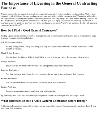 The Importance of Licensing in the General Contracting Business