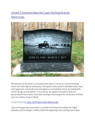 Unveil 5 Creative Ideas for Laser Etching Granite Memorials