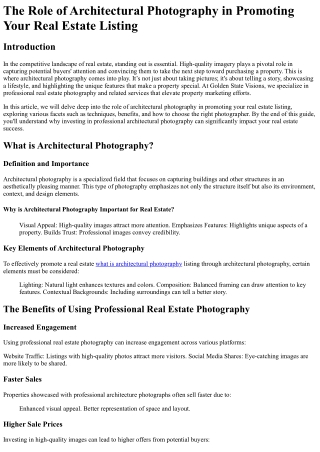 The Role of Architectural Photography in Promoting Your Real Estate Listing